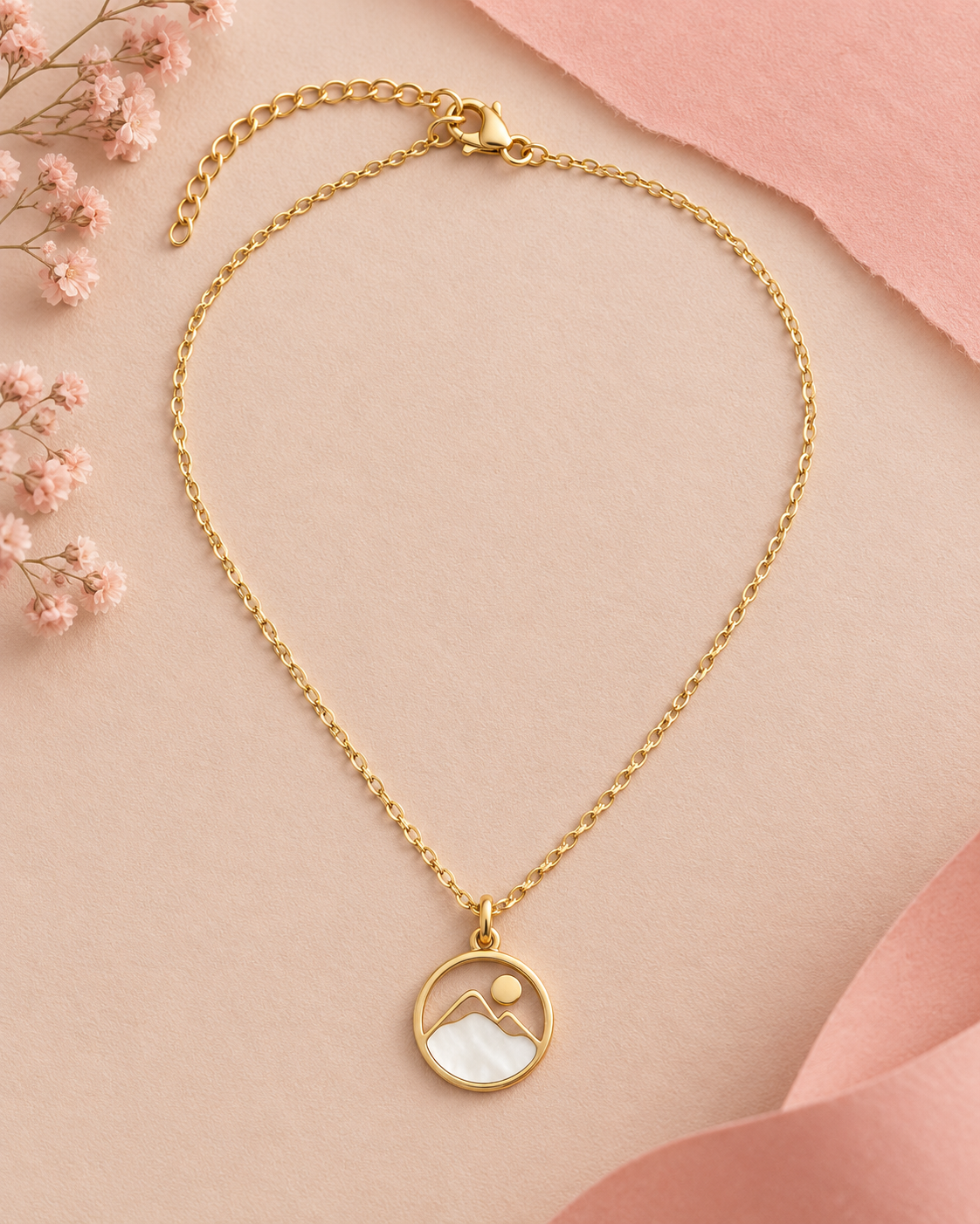 Gold-Tone Sunrise Dainty Necklace for Women