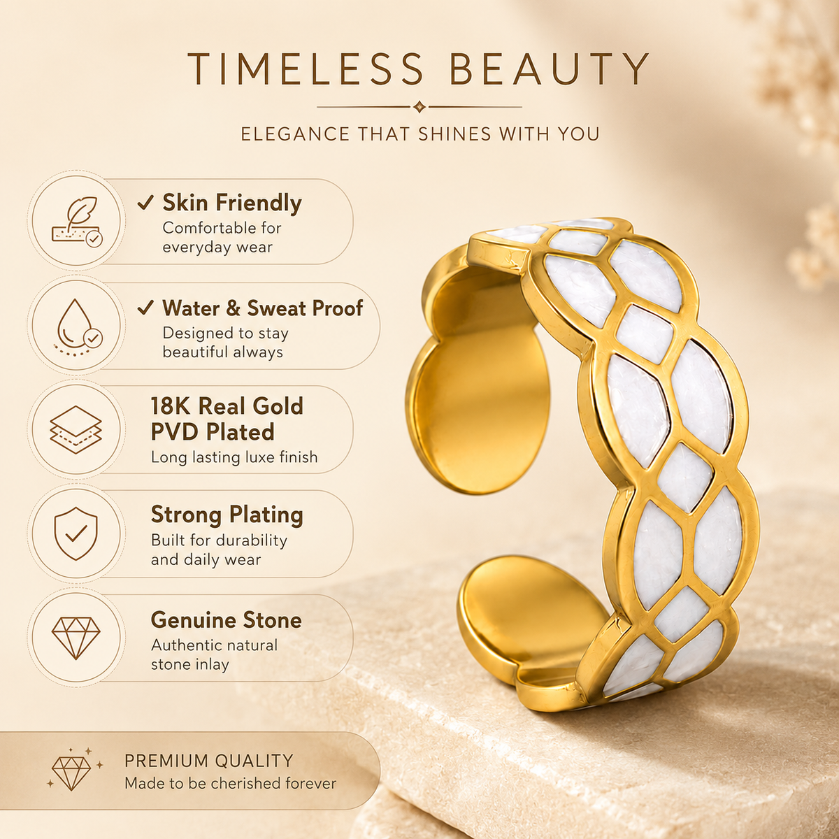 White Mosaic Ring