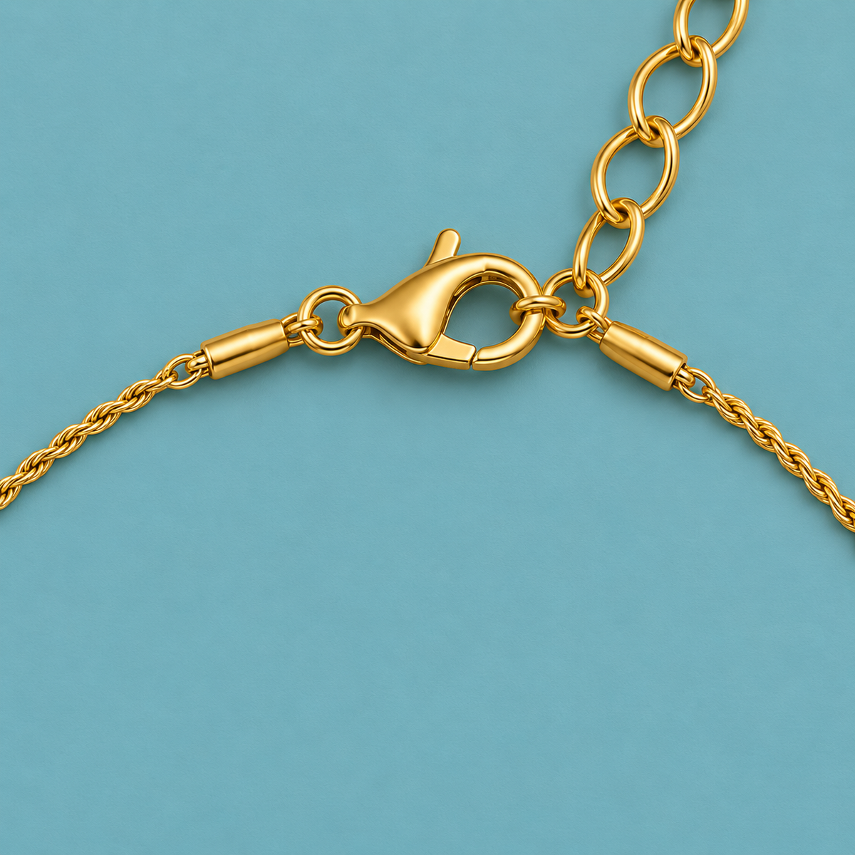 Fine gold-tone rope-pattern necklace with an extender