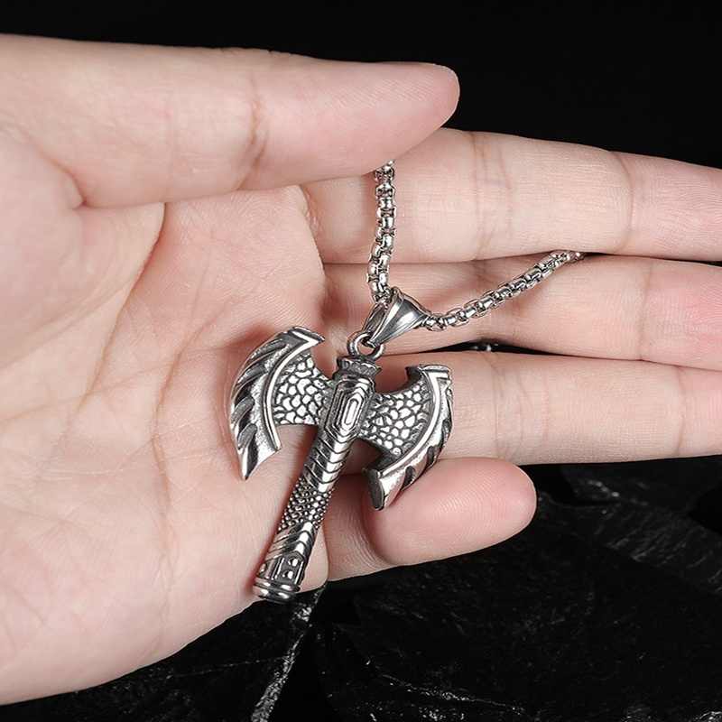 Axe-Motif Pendant Necklace for Men