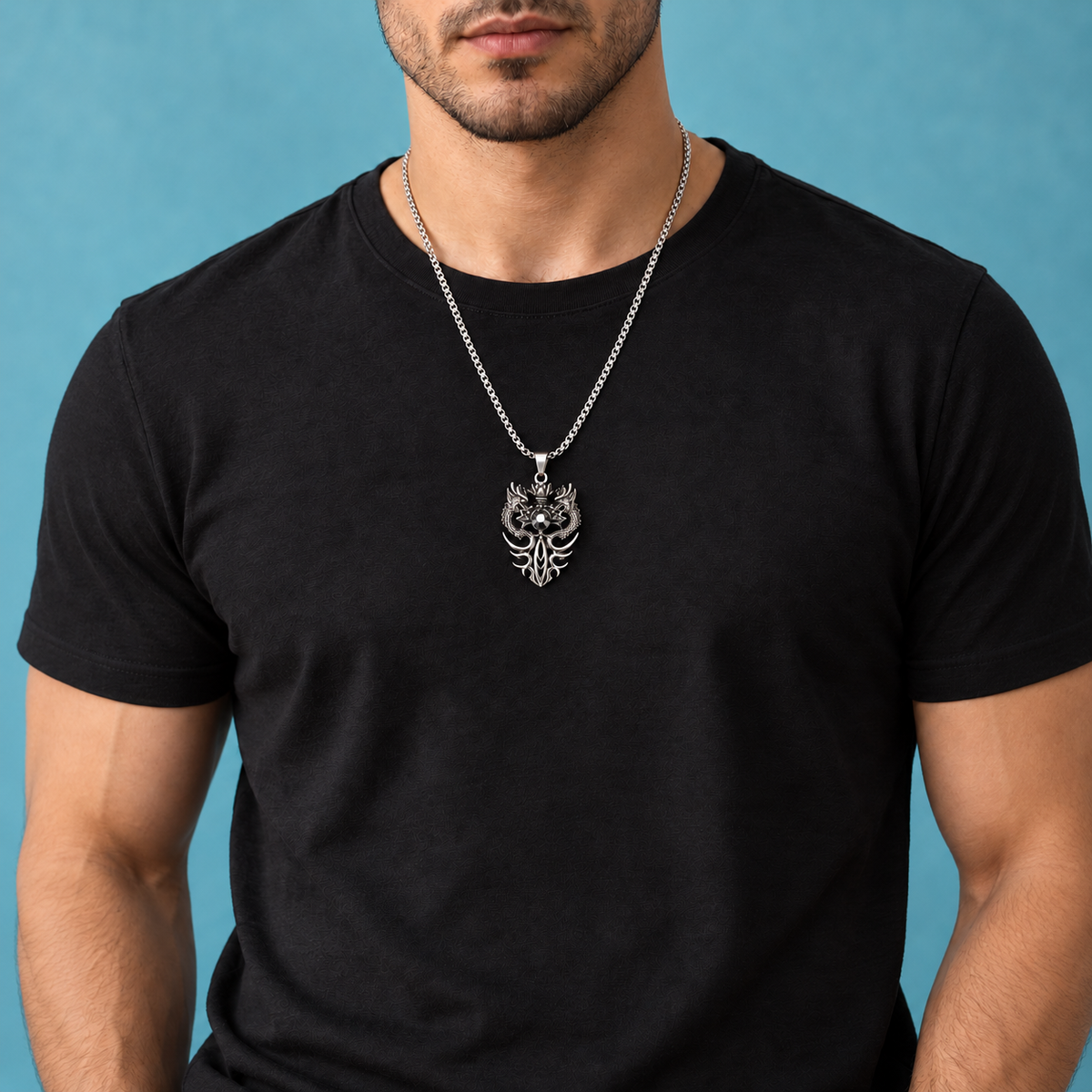 Dragon-Motif Pendant Necklace for Men