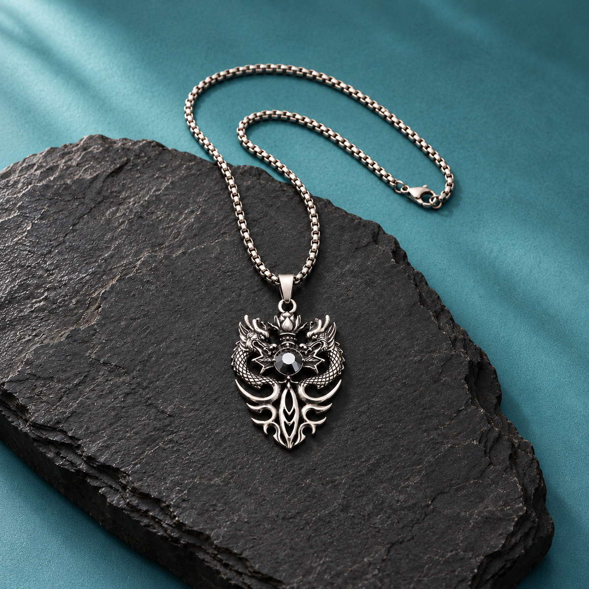 Dragon-Motif Pendant Necklace for Men