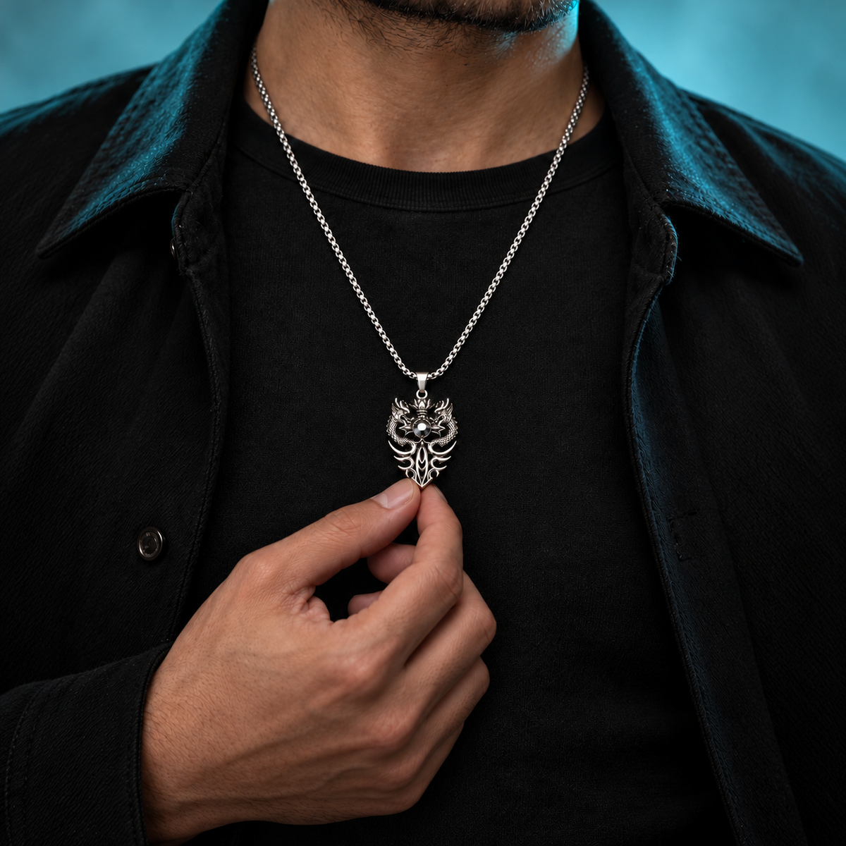 Dragon-Motif Pendant Necklace for Men