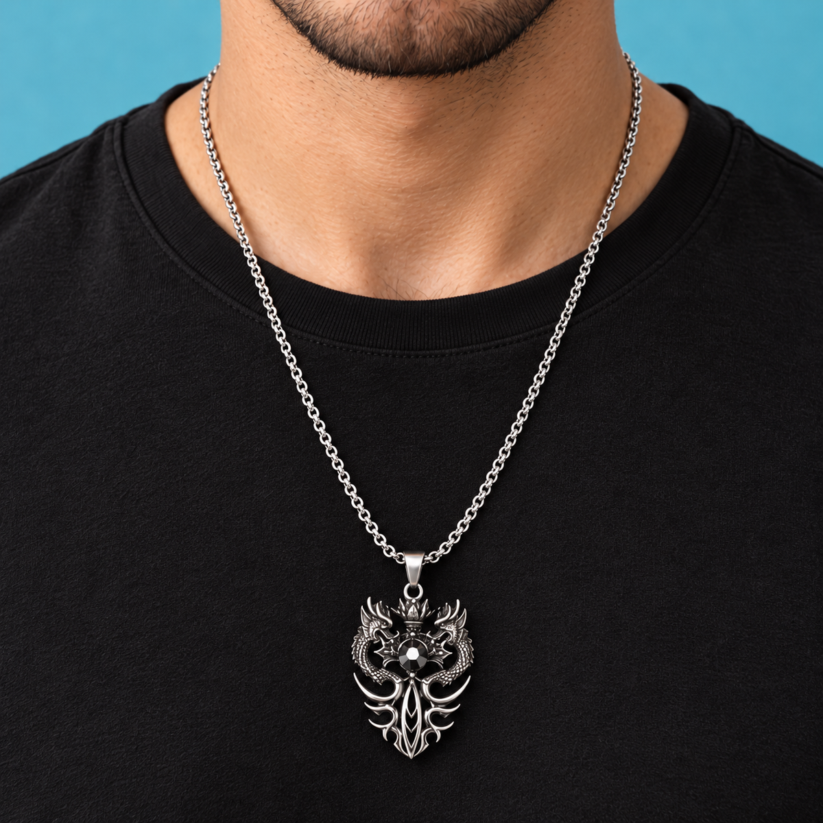 Dragon-Motif Pendant Necklace for Men