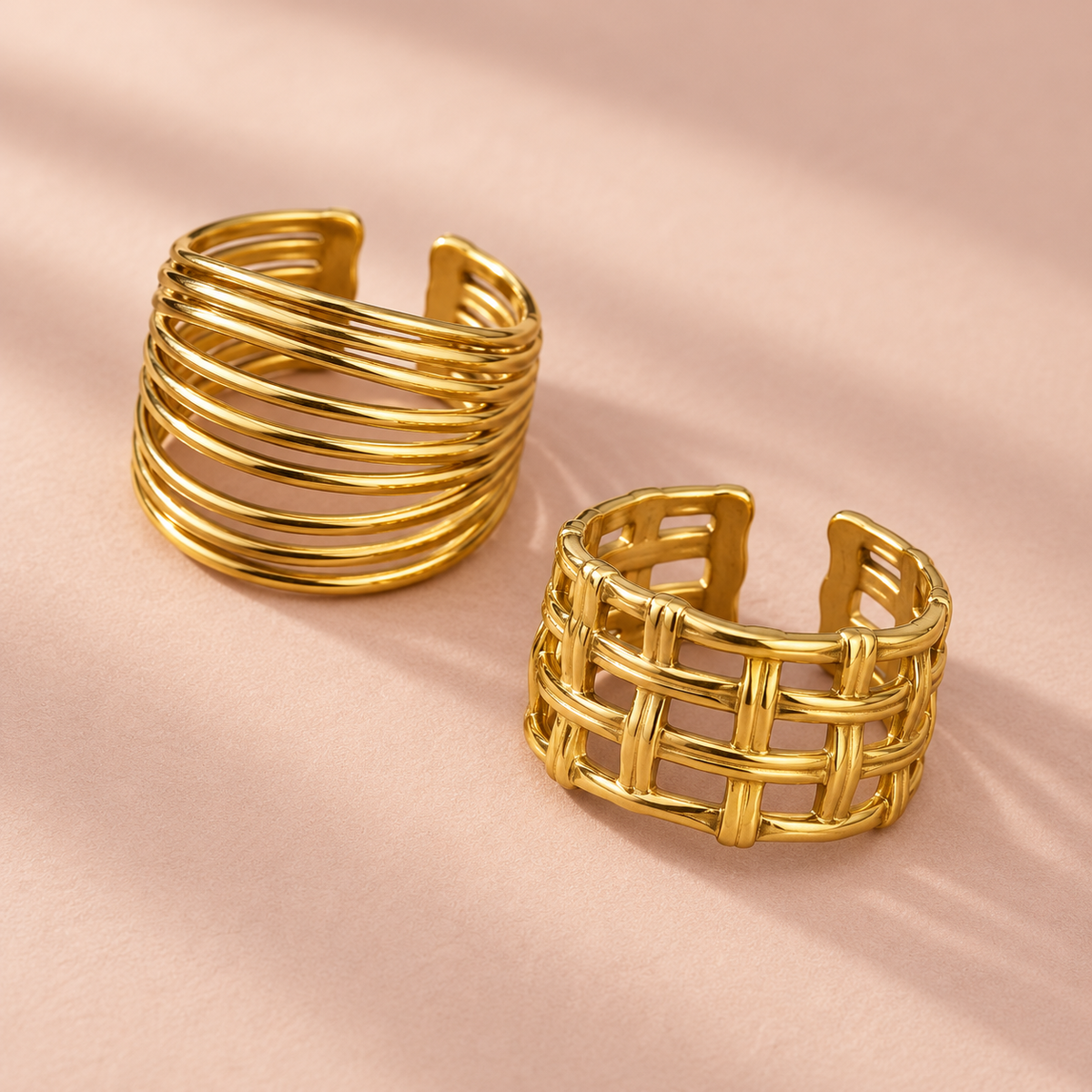 Gold-Tone Lattice and Multi-Rail Ring Designs