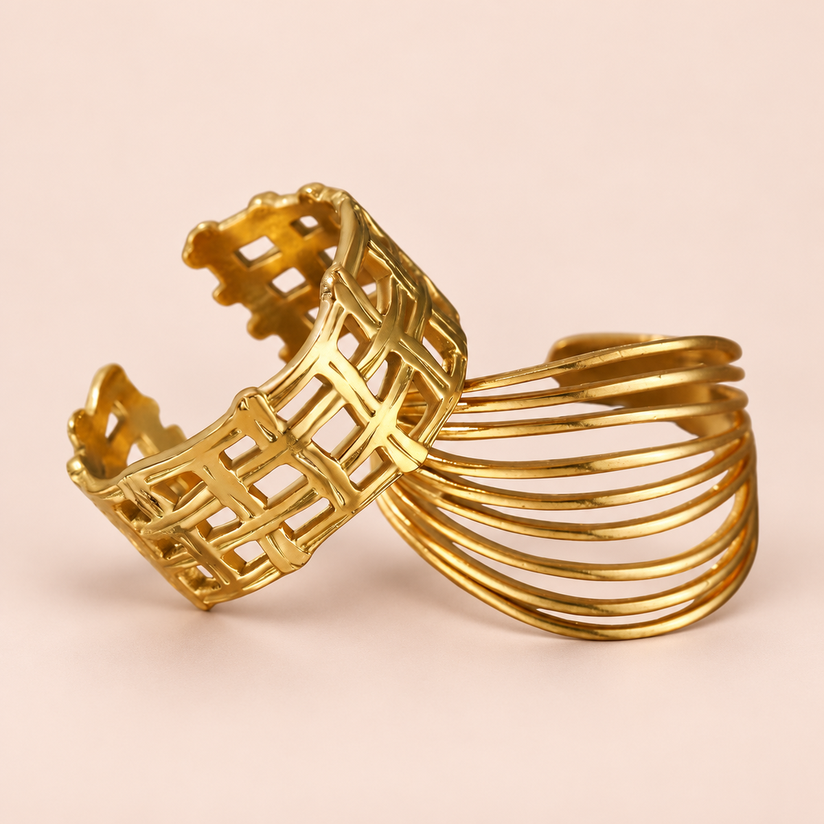 Gold-Tone Lattice and Multi-Rail Ring Designs