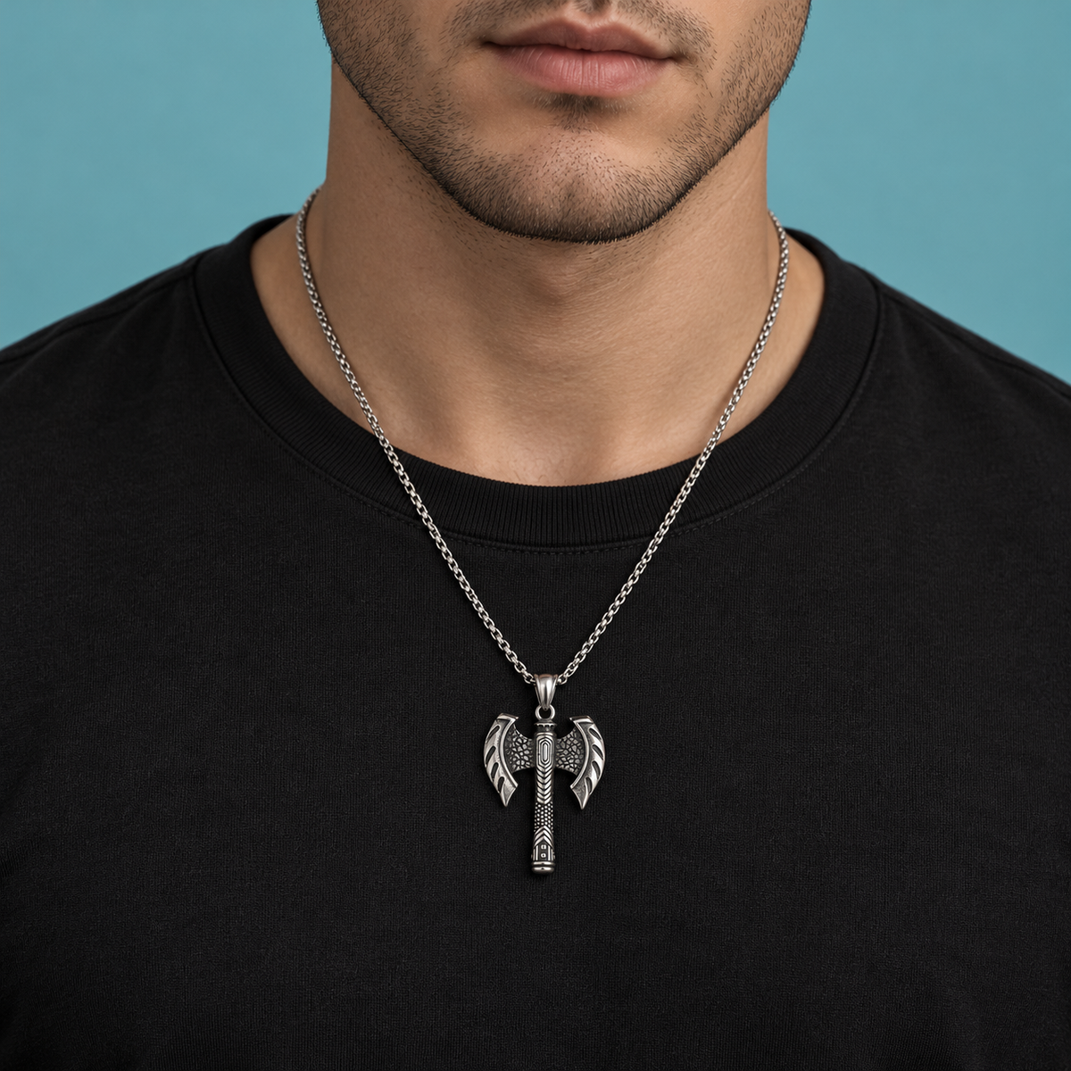Axe-Motif Pendant Necklace for Men