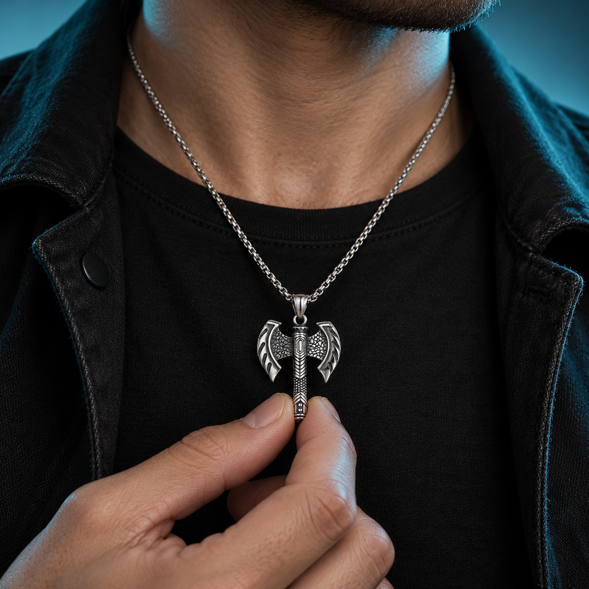 Axe-Motif Pendant Necklace for Men