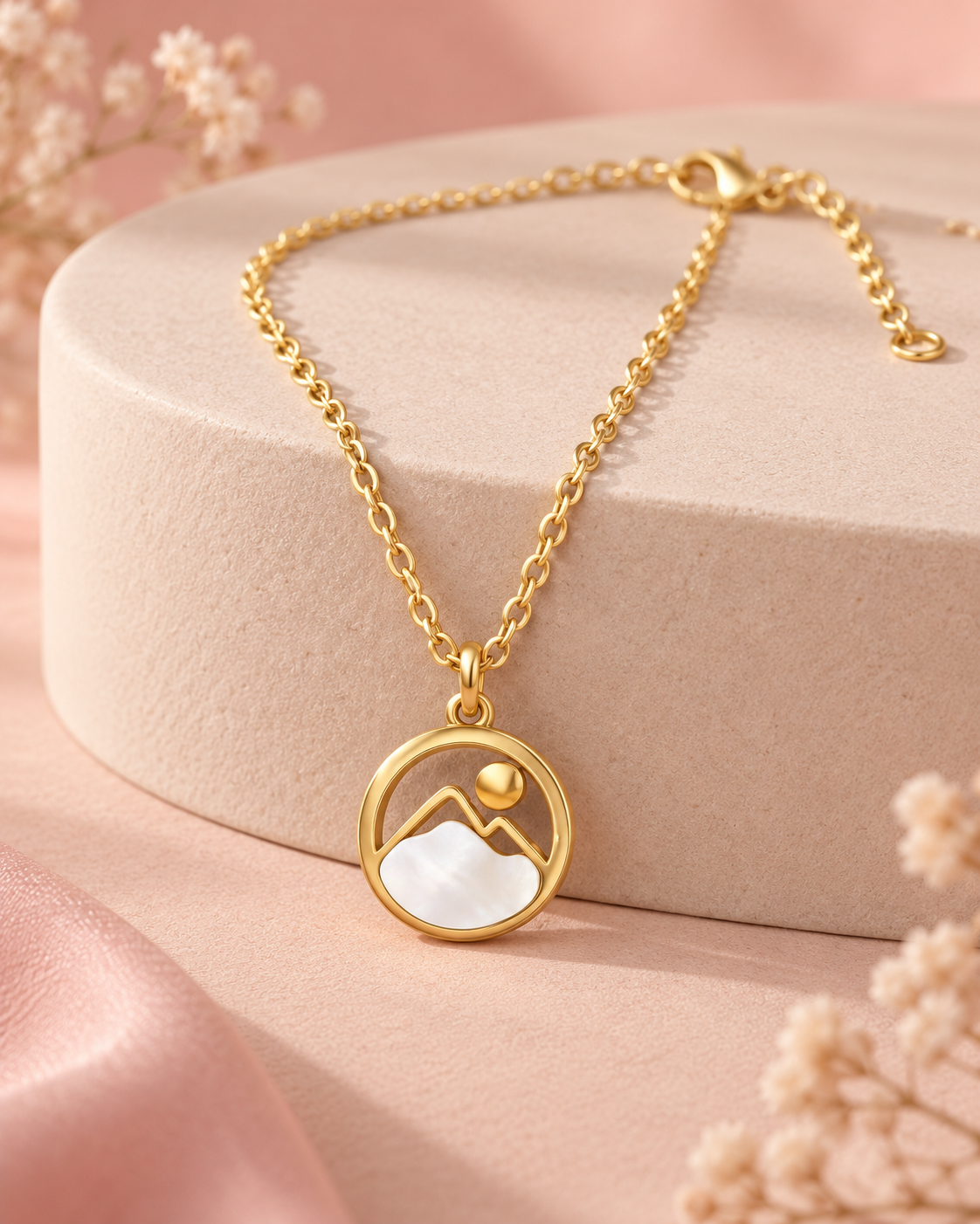 Gold-Tone Sunrise Dainty Necklace for Women