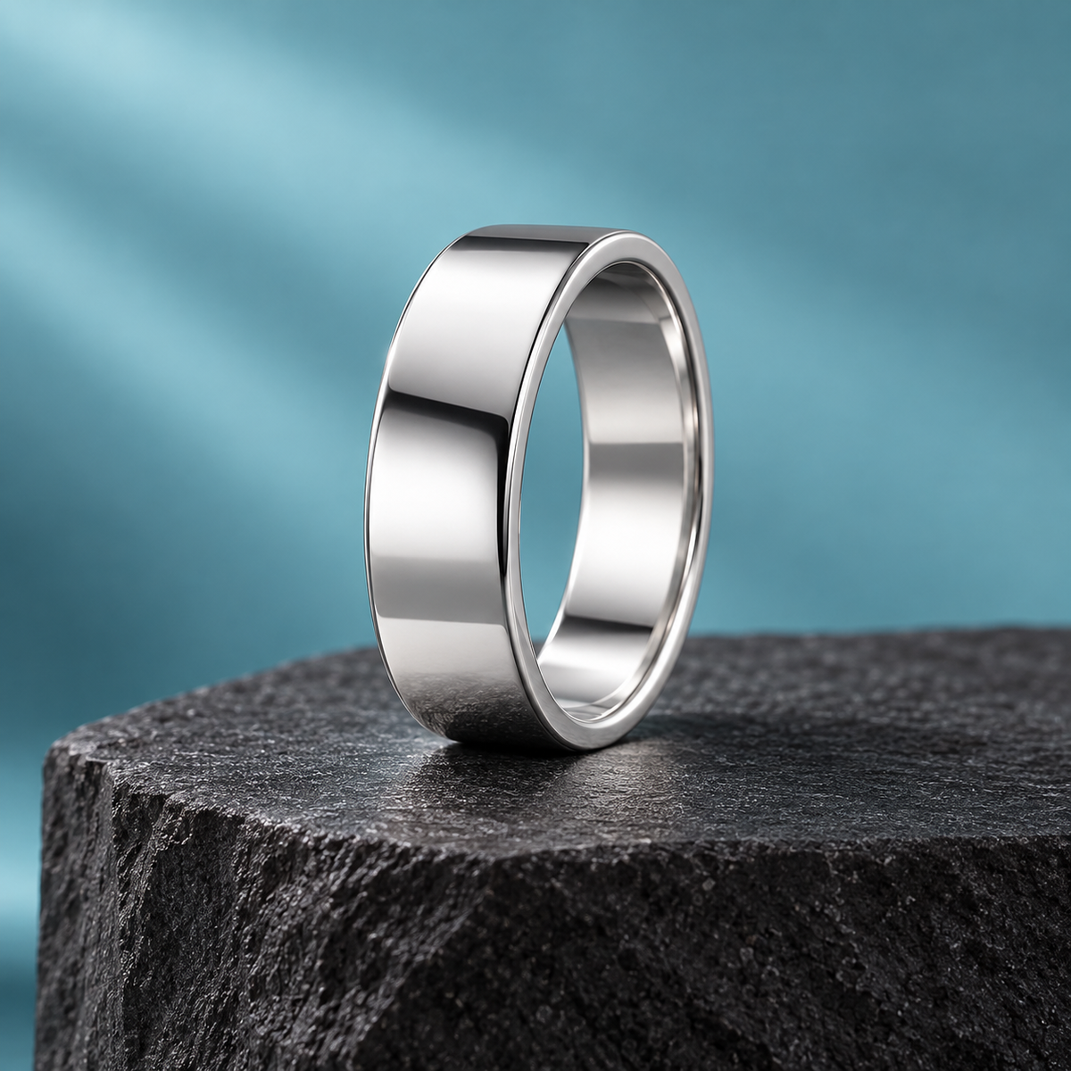 Silver-Tone Plain Open Band Ring for Men