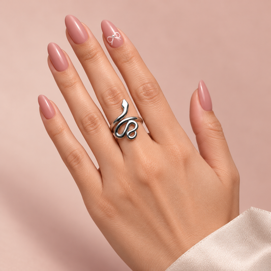 Silver-Tone Snake Ring