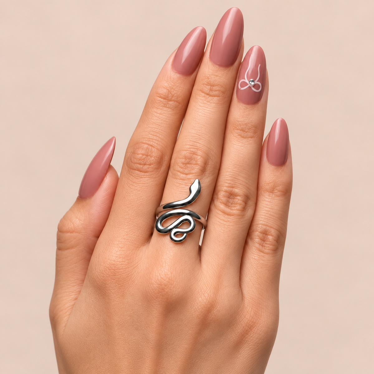 Silver-Tone Snake Ring