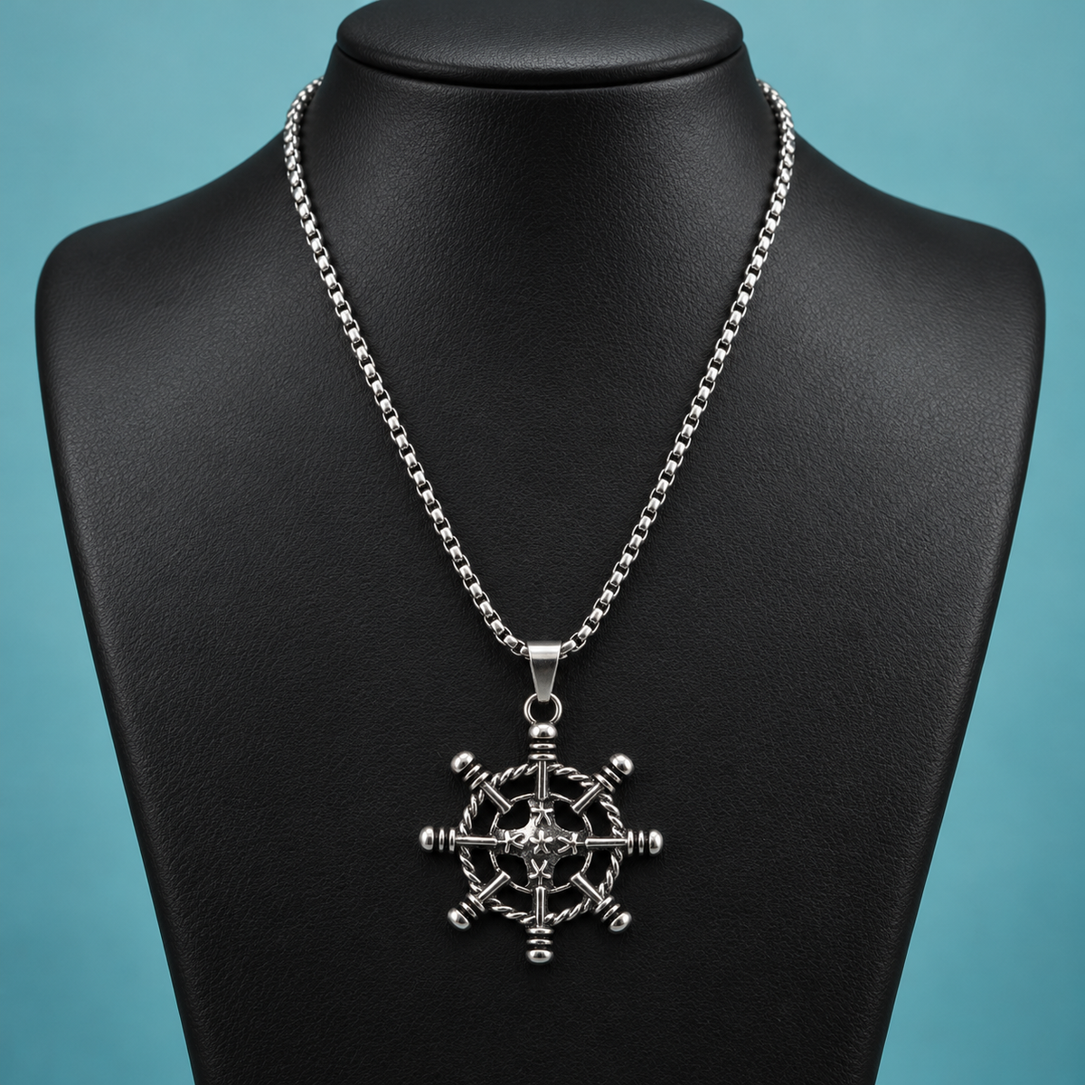 Wheel-Motif Pendant Necklace for Men