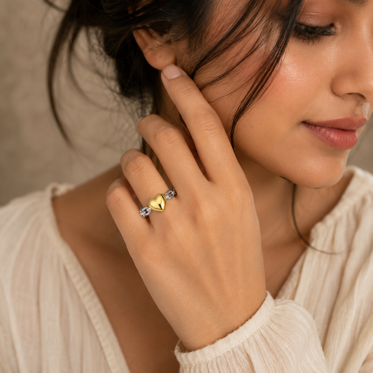 Two-Tone Heart Ring