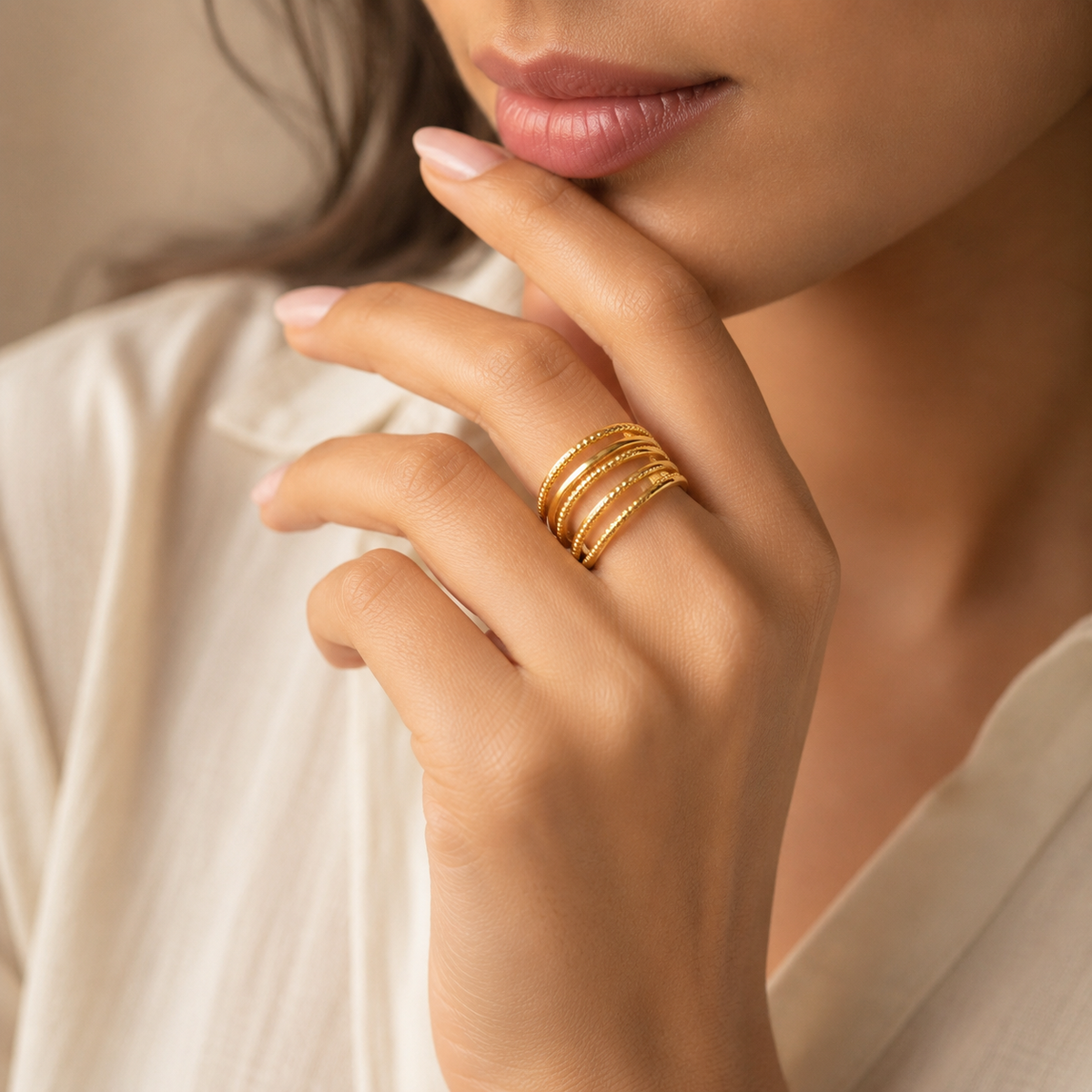 Multi-Line Beaded Ring