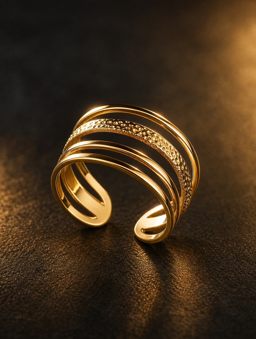 Hammered Four-Rail Ring