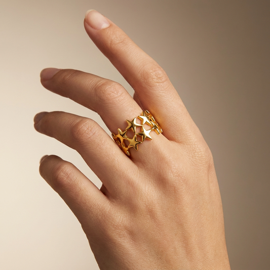 Gold-Tone Galaxy Star Ring for Women