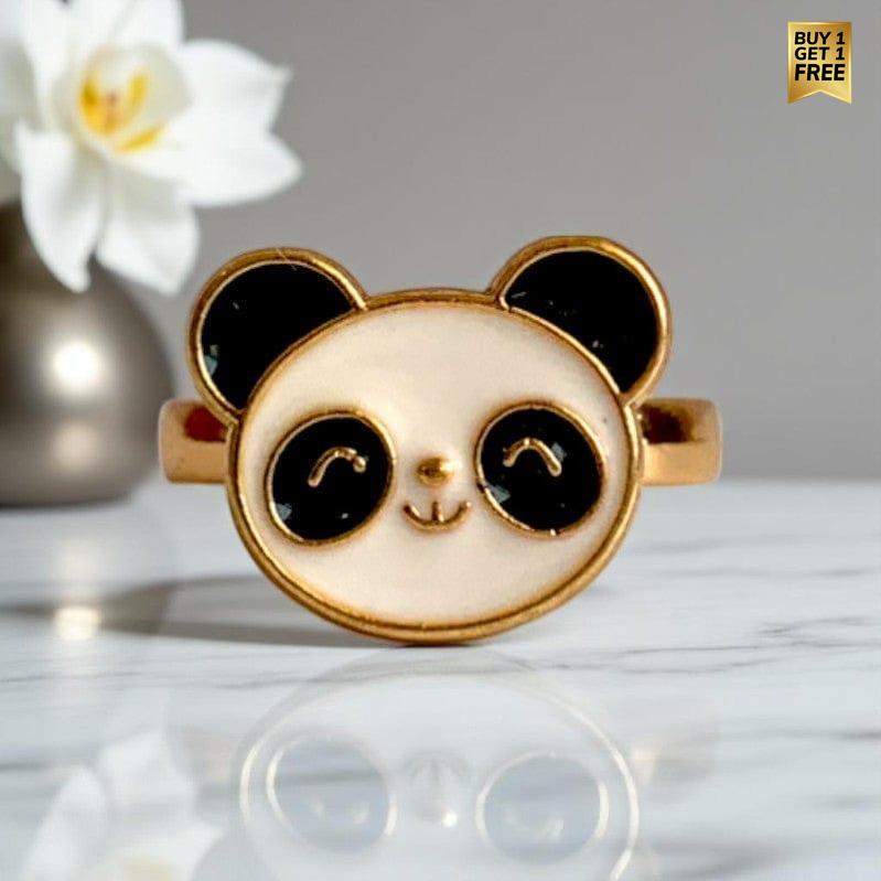 Gold-Tone Bear Face Ring