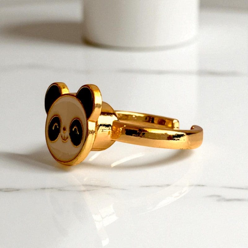 Gold-Tone Bear Face Ring