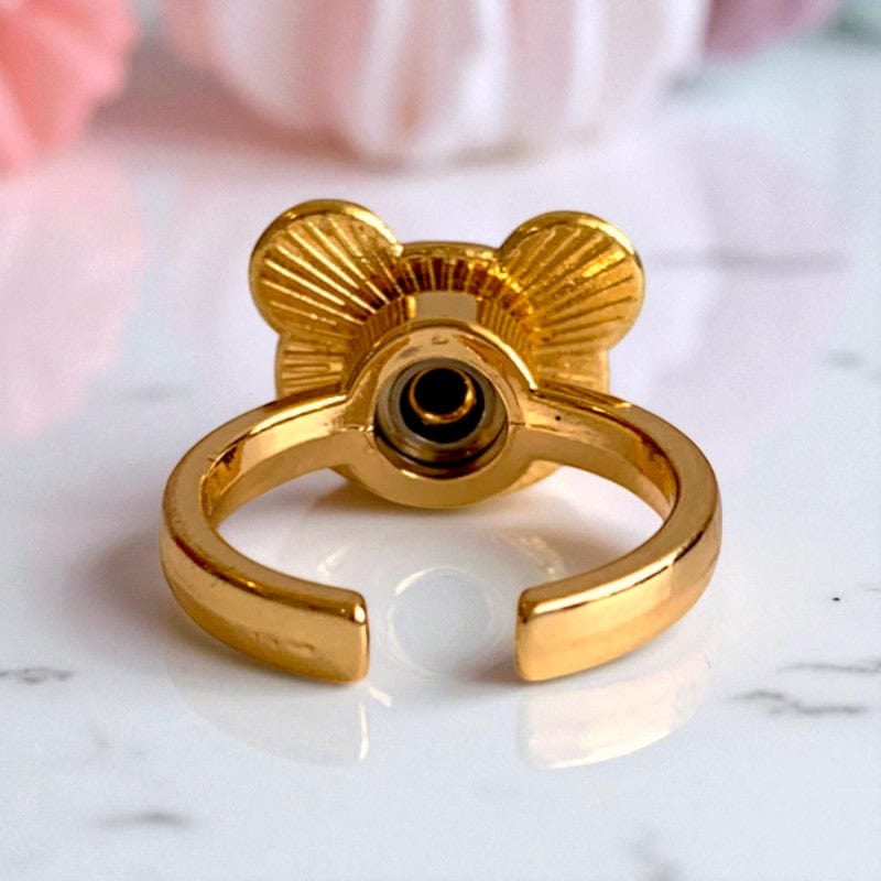 Gold-Tone Bear Face Ring