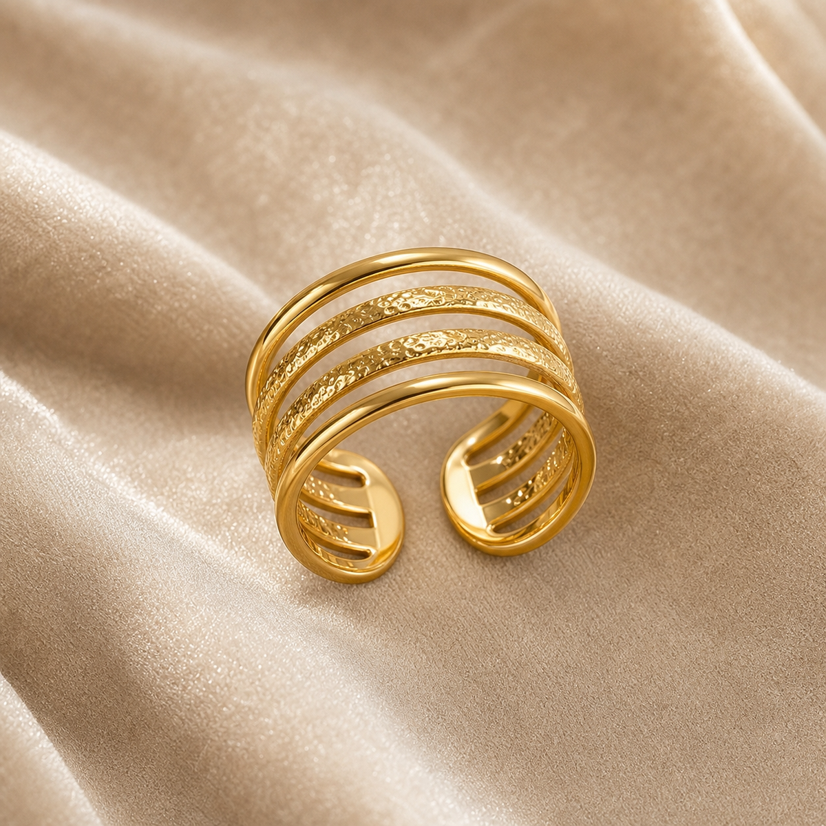 Hammered Four-Rail Ring