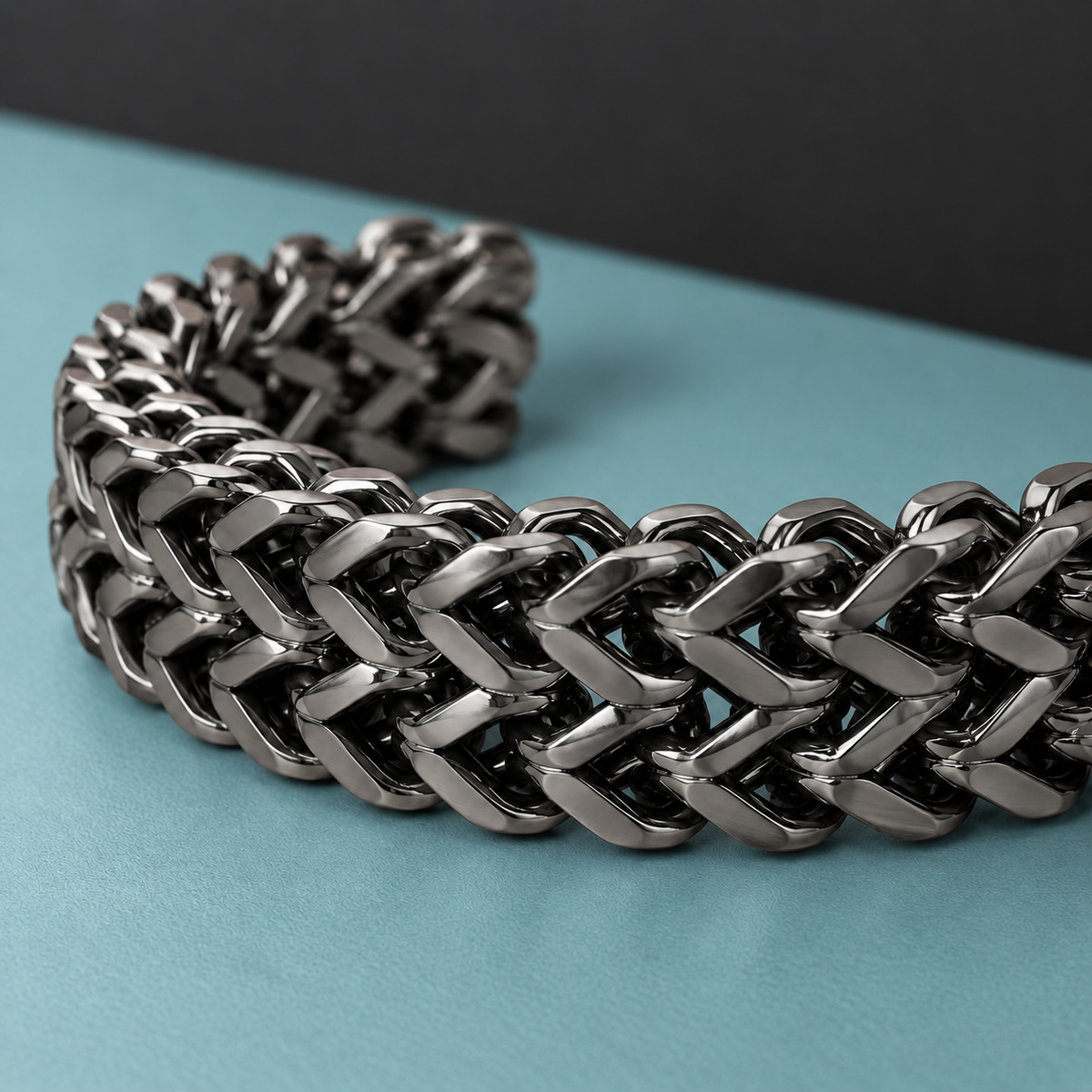 Graphite Link grey-tone woven bracelet, view 2