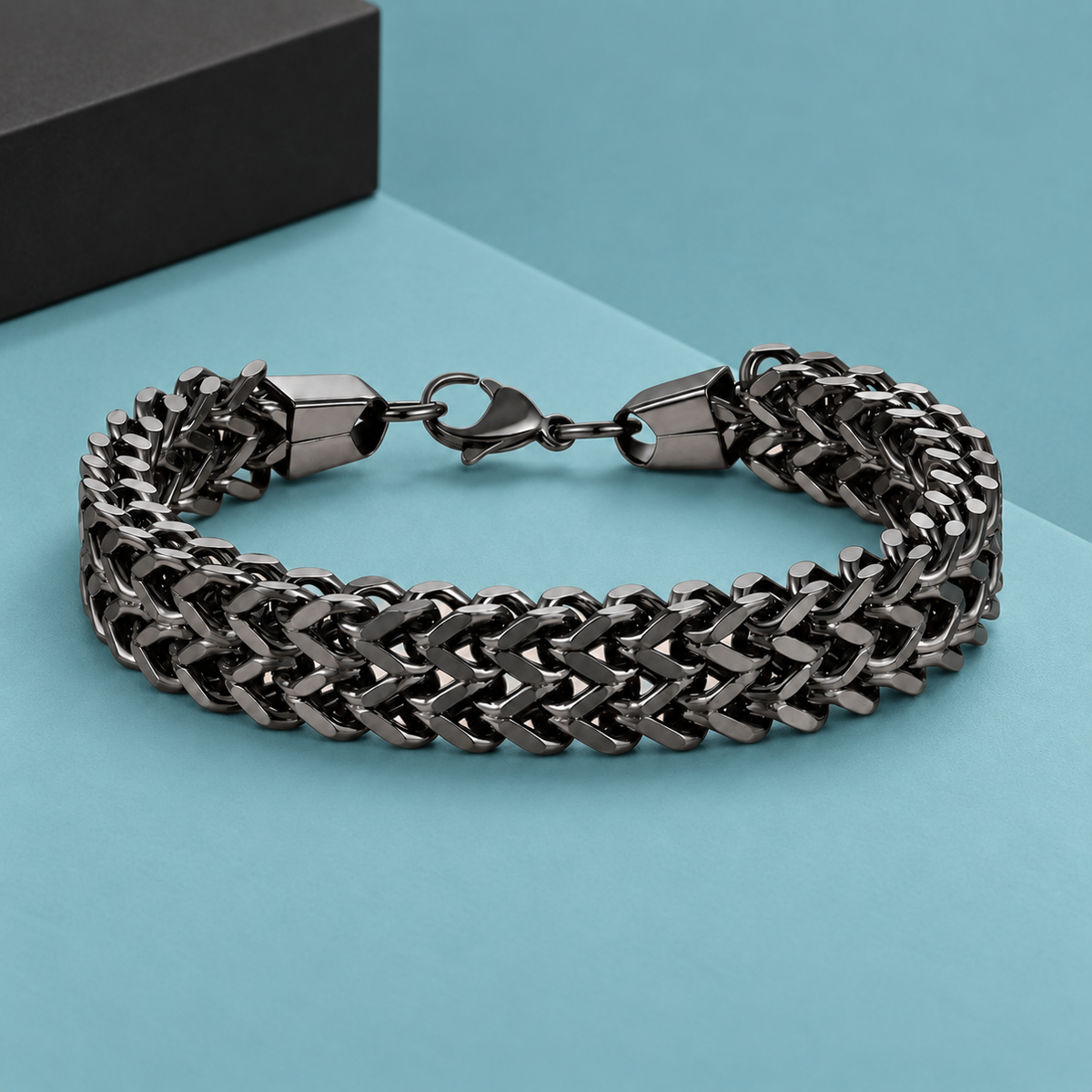 Graphite Link grey-tone woven bracelet, view 3
