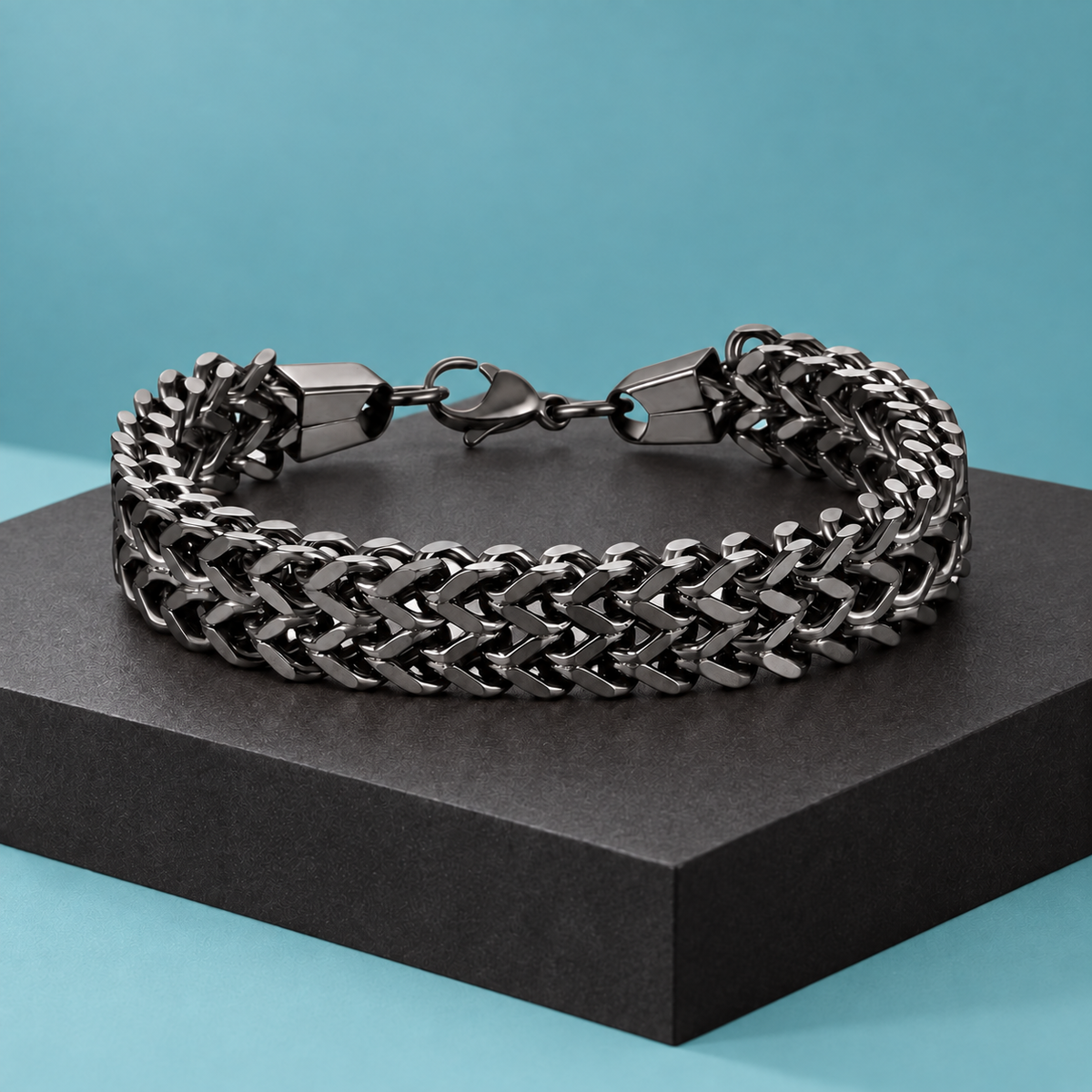 Graphite Link grey-tone woven bracelet, view 7