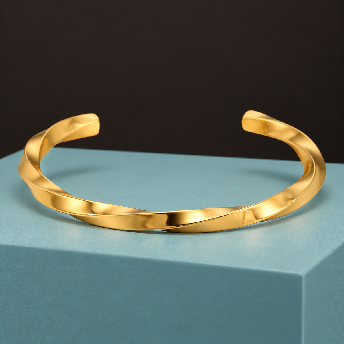 Gold-tone twisted open cuff bracelet