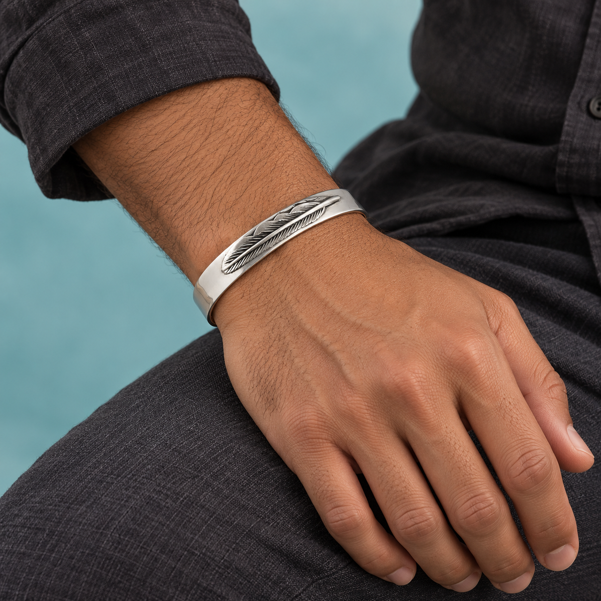 Feather Cuff bracelet, product photo 5.