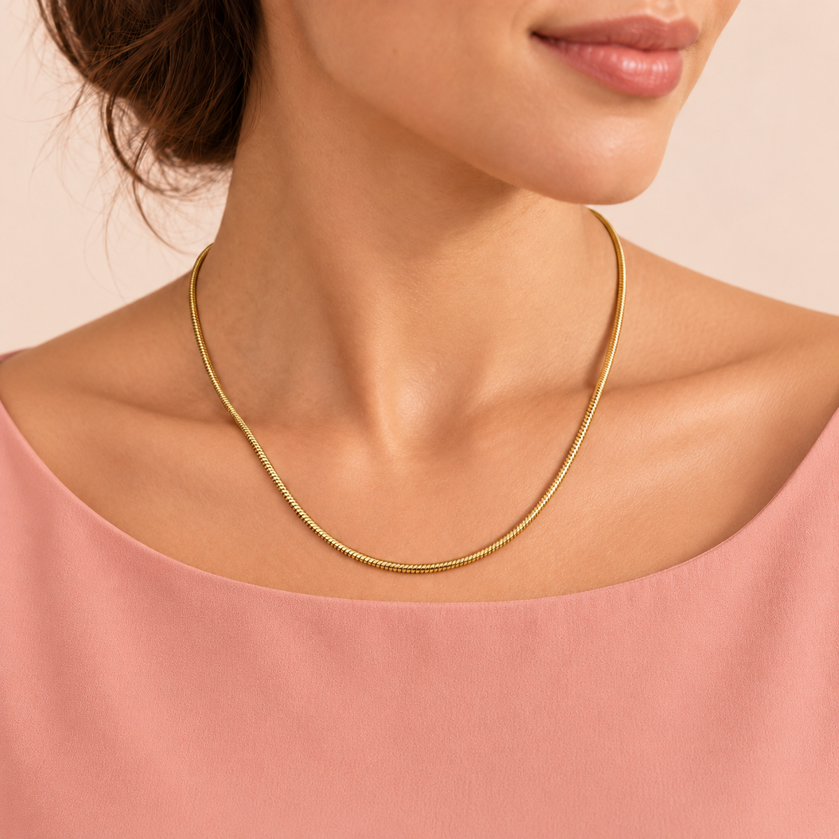 Gold-tone rounded snake-chain necklace