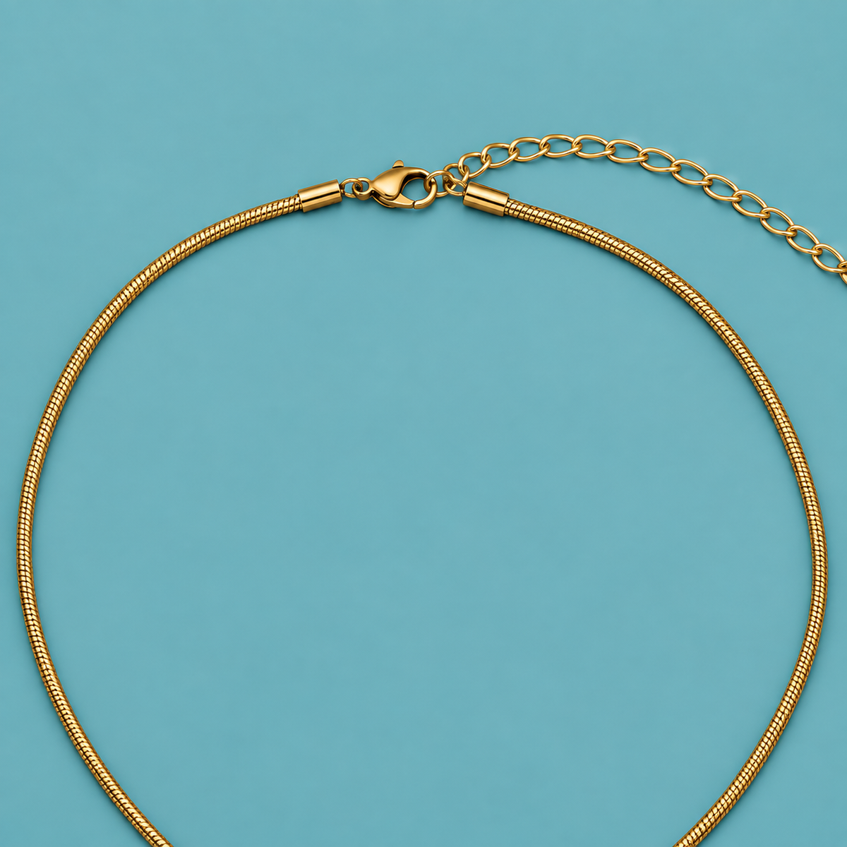 Gold-tone rounded snake-chain necklace with an extender