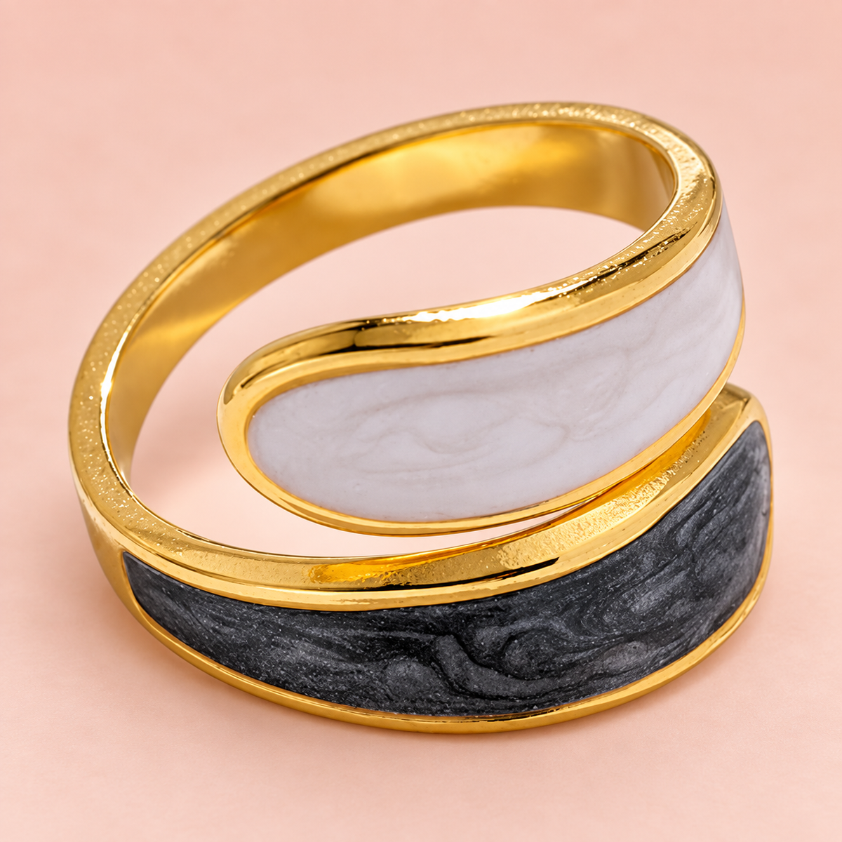 Close-up of the ring's pale and dark curved panels
