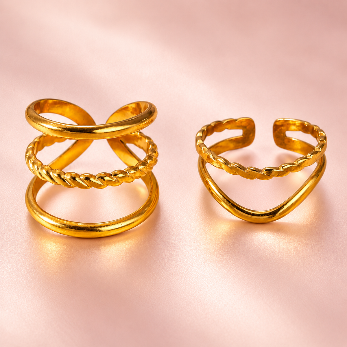 Gold-Tone Layered Ring Designs in a close product view