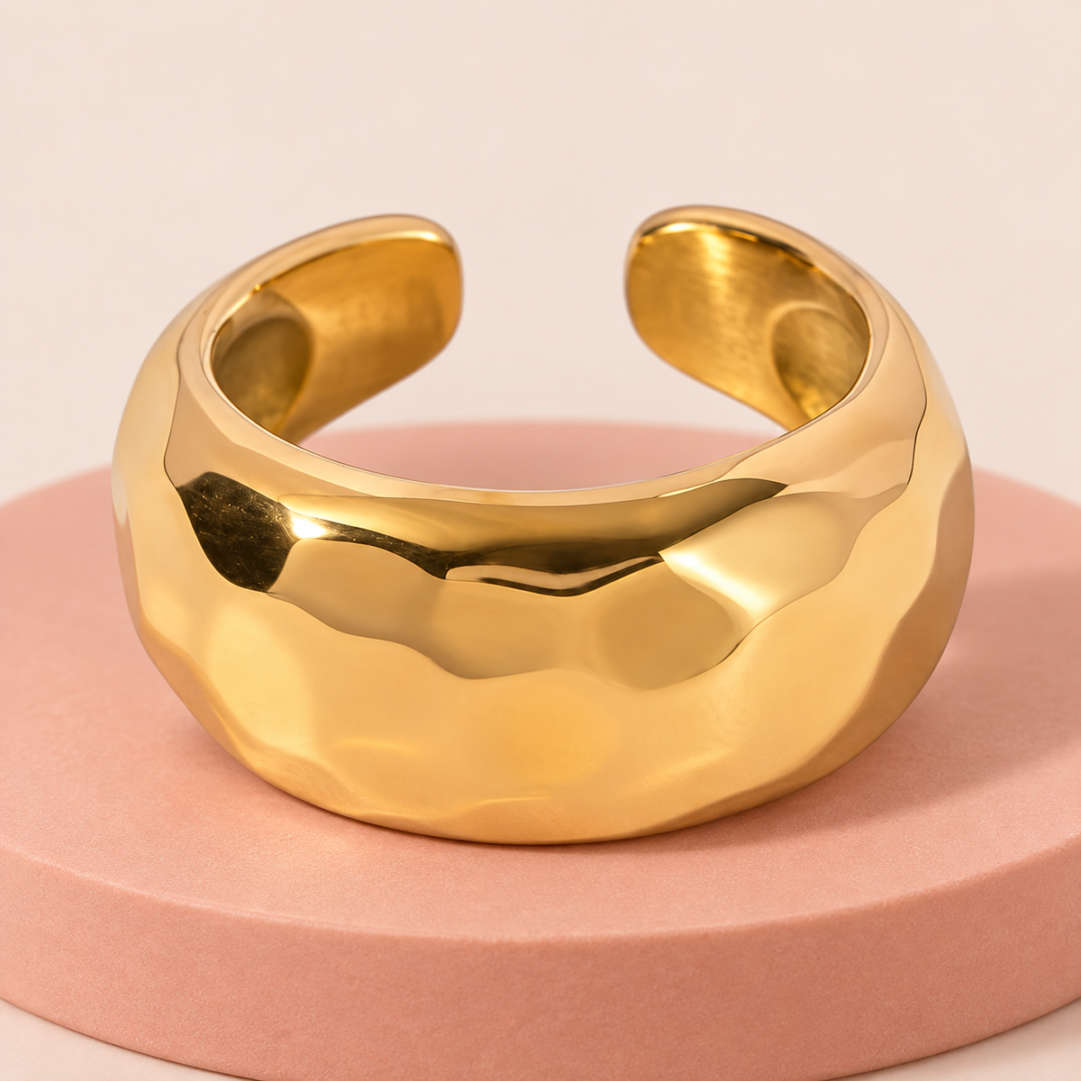 Hammered Open Cuff Ring in a close product view