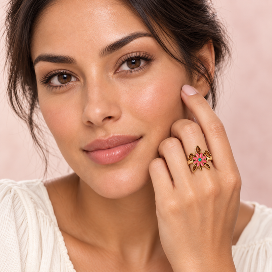 Gold-Tone Turtle Ring worn on a hand