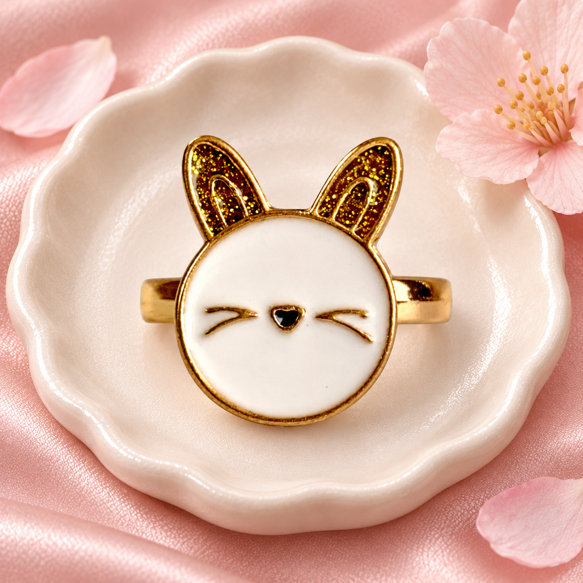 Gold-Tone Bunny Ring in a styled product photograph
