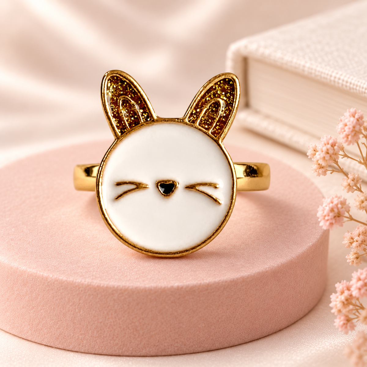Gold-Tone Bunny Ring in a styled product photograph