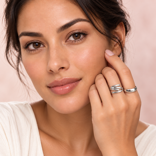 Silver-Tone Minimalist Ring Designs worn on a hand
