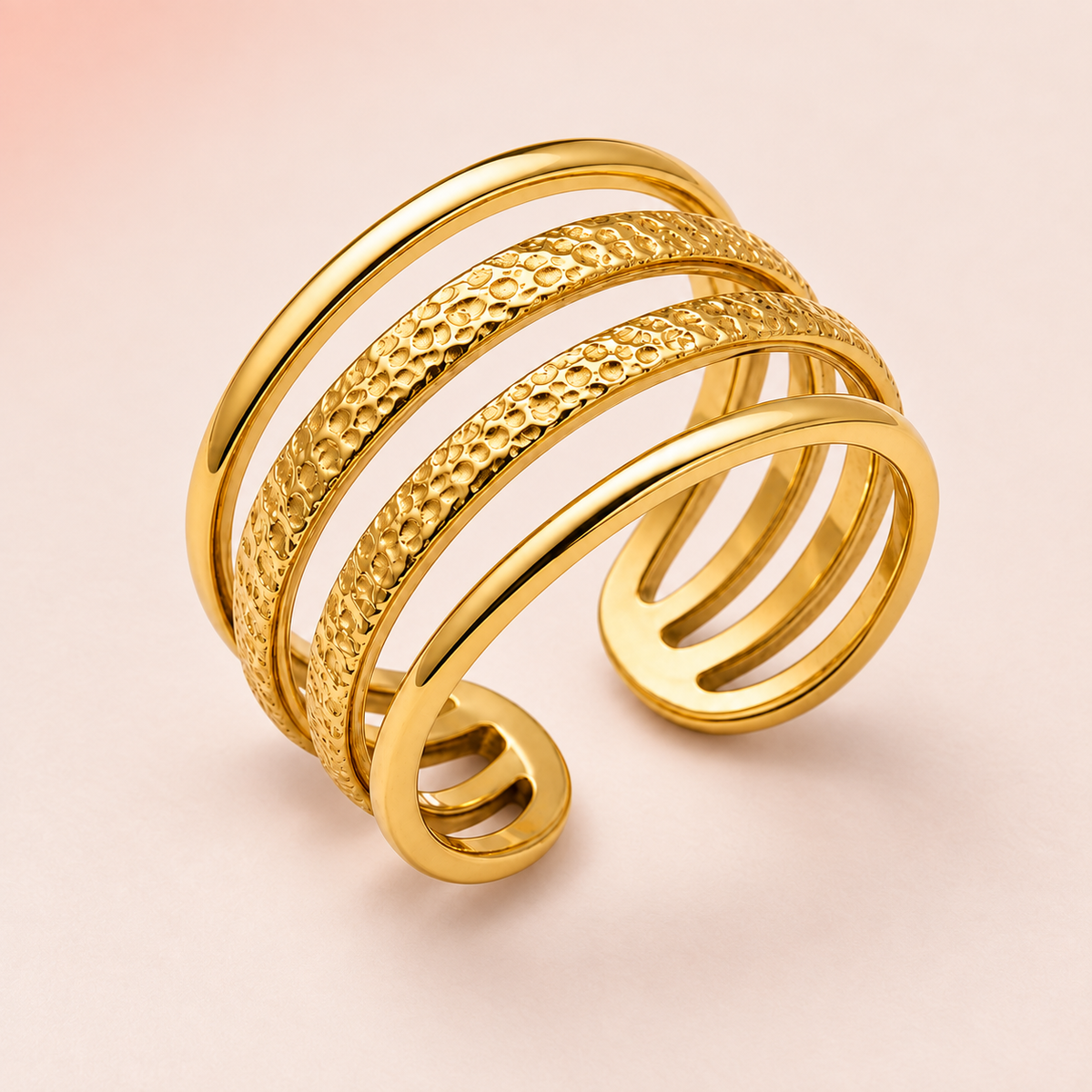 Hammered Four-Rail Ring in a close product view
