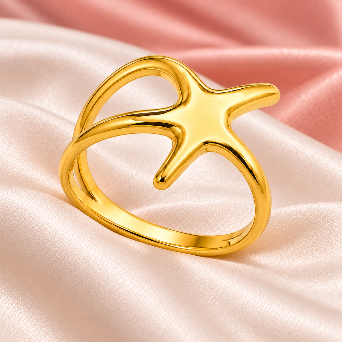 Organic Star Ring on satin