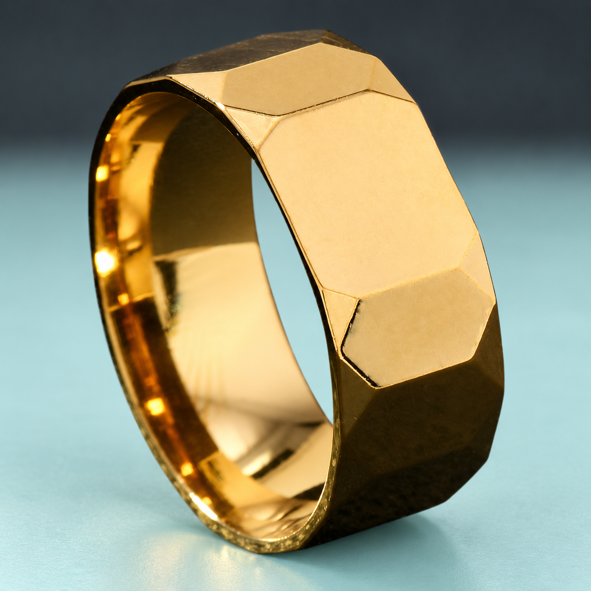Gold-Tone Faceted Band in a styled product view.
