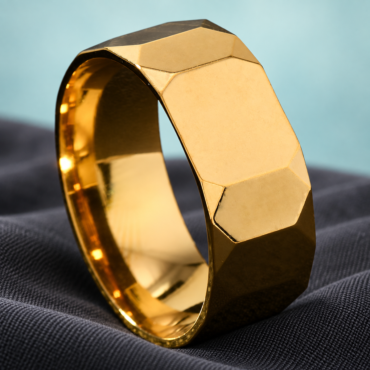 Gold-Tone Faceted Band in a styled product view.