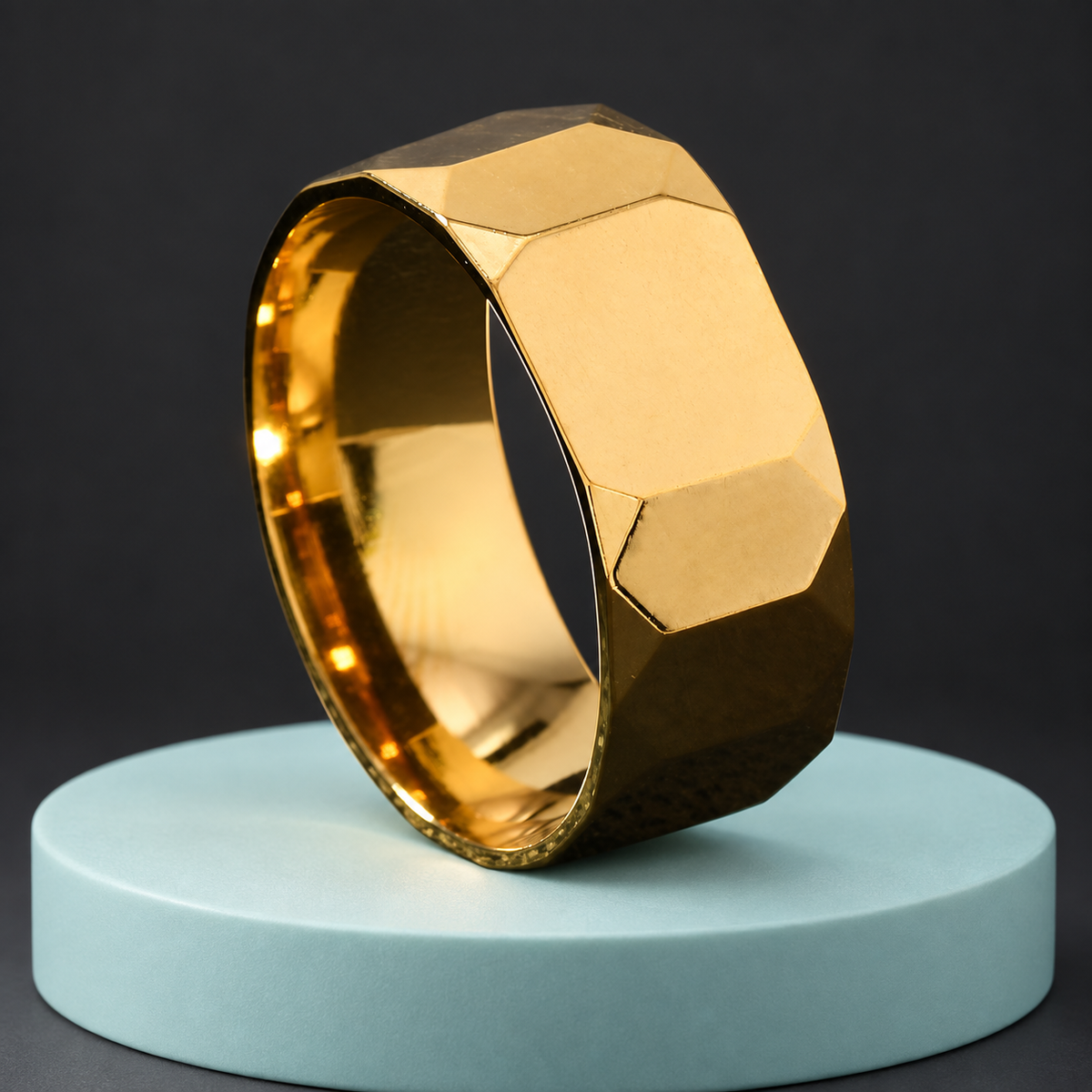 Gold-Tone Faceted Band in a styled product view.
