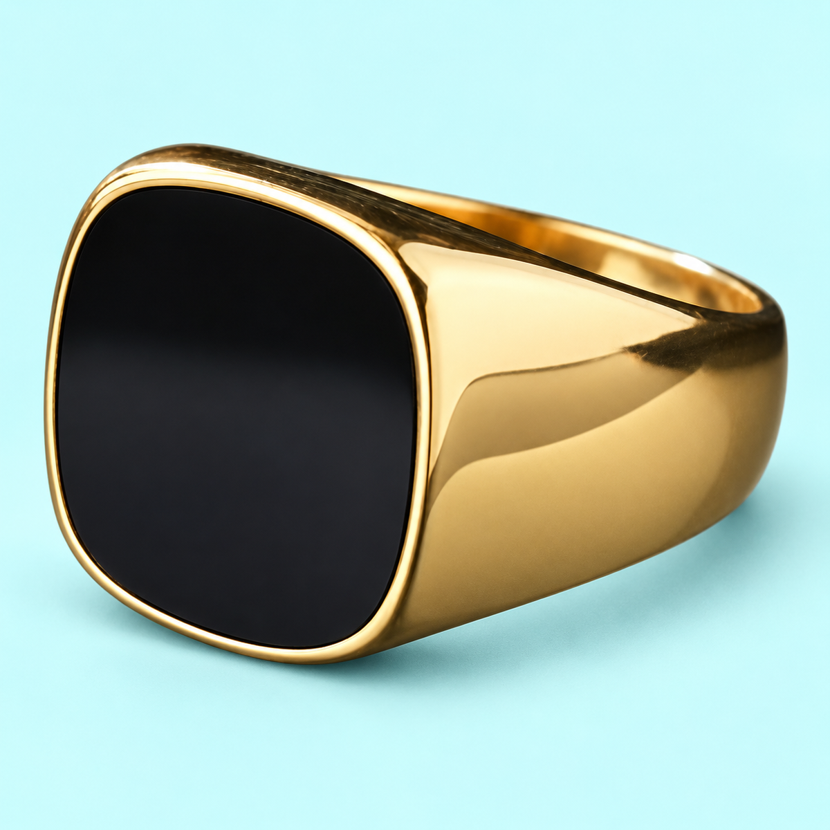 Black-Face Gold-Tone Signet Ring - photo 4