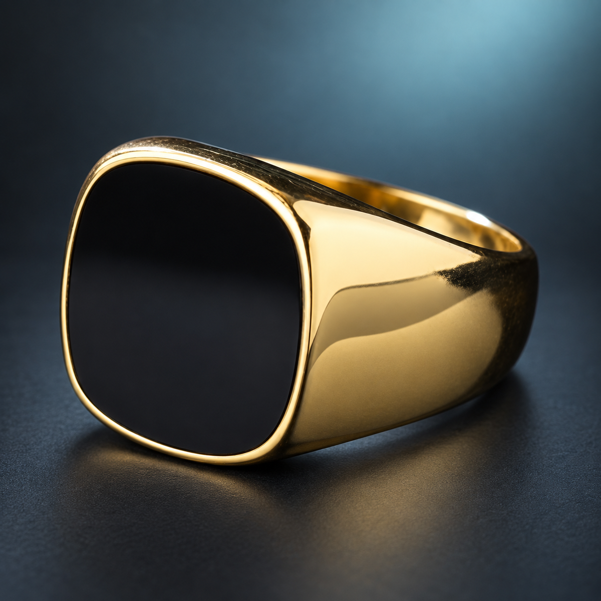 Black-Face Gold-Tone Signet Ring - photo 5