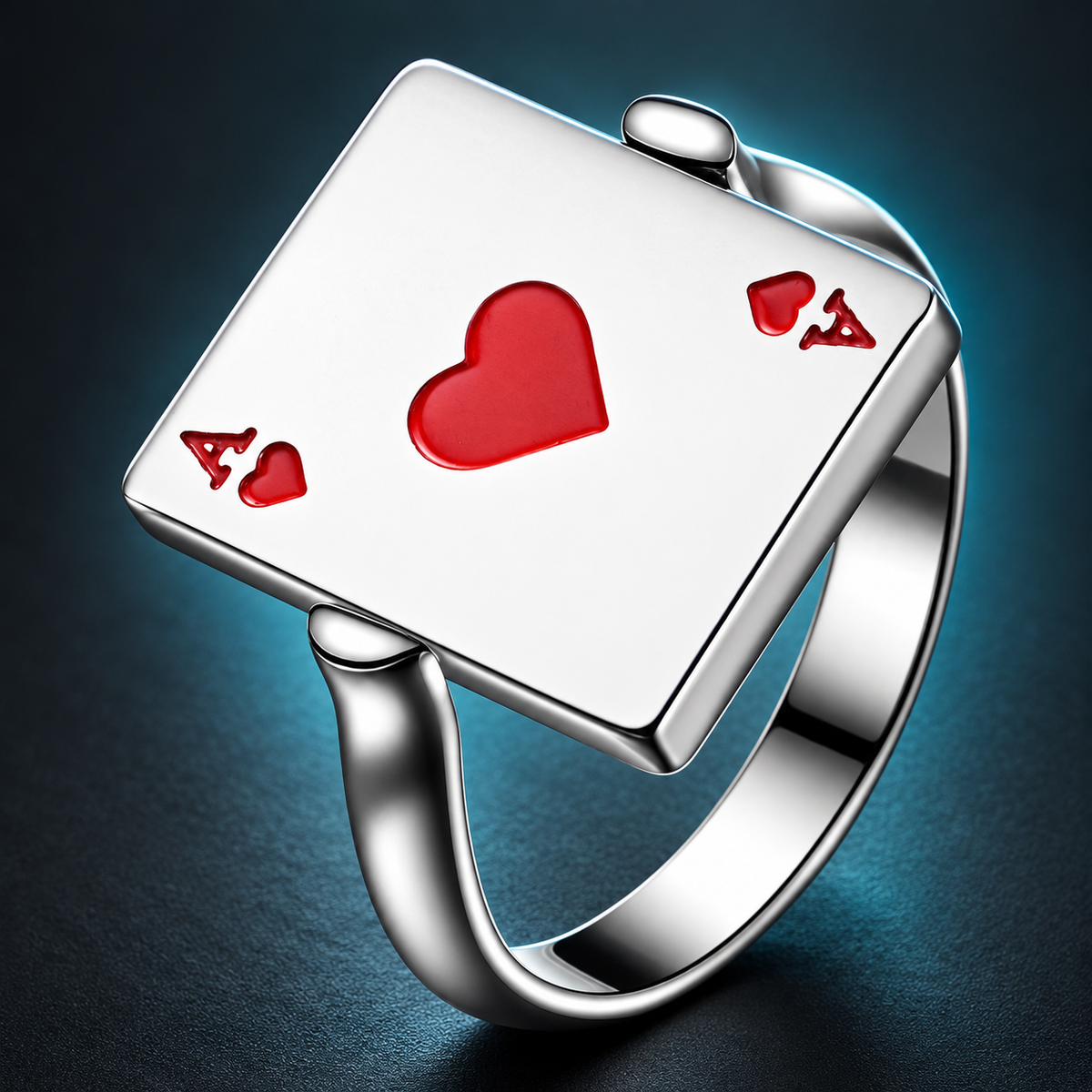 Red Ace-of-Hearts Ring in a styled product view.