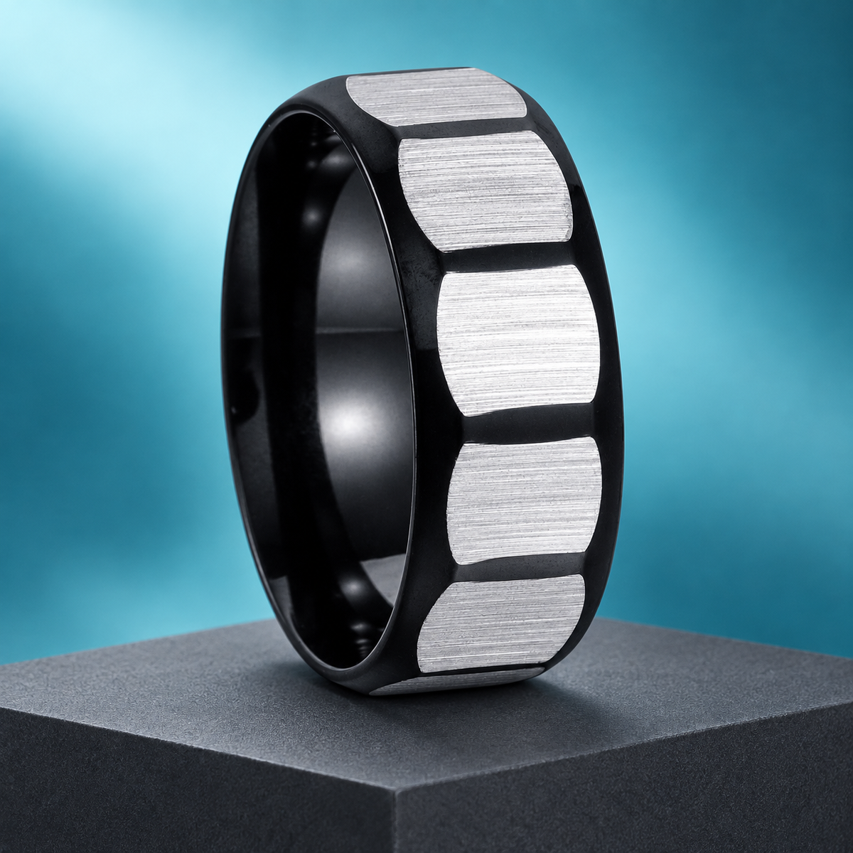 Black and Silver-Tone Panel Band - photo 6