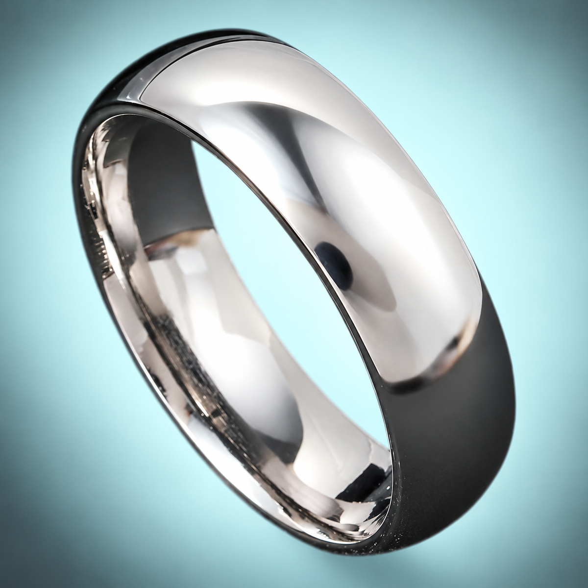 Smooth Silver-Tone Band in a styled product view.