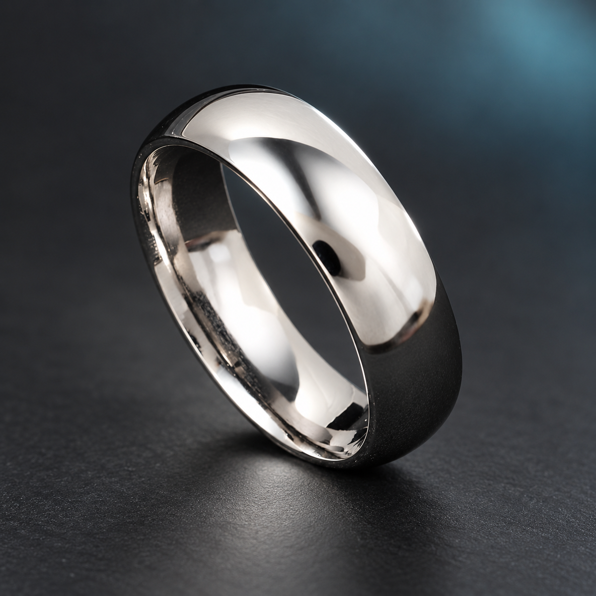 Smooth Silver-Tone Band in a styled product view.